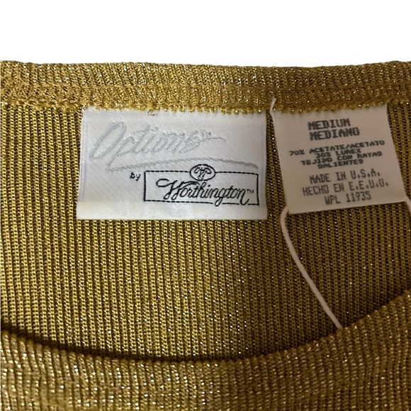 Gold Metallic Knit Sweater Lightweight Vintage 80s - Picture 3 of 4